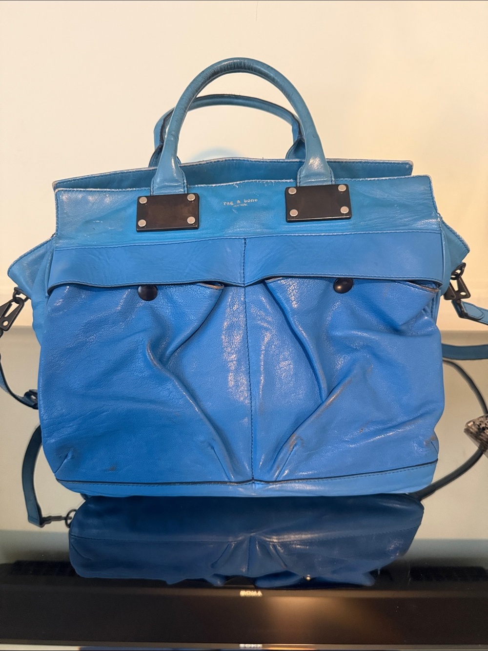 rag & bone Bright Blue Leather Satchel